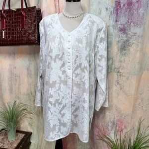 VTG📌Lady Bexleys Elegant Timeless Floral Design Light Transparent Blouse